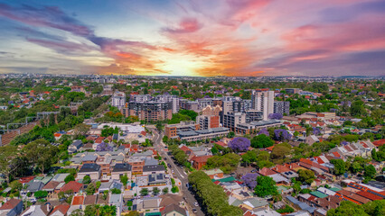 Panorama Drone Aerial view of Summer Hill Lewisham Ashfield of Suburban federation residential...