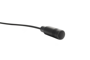 Lavalier microphone professional clip-on lapel mic for recording sound audio podcasting interview studio isolated on transparent background