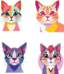 
A cartoon of a cat with green eyes