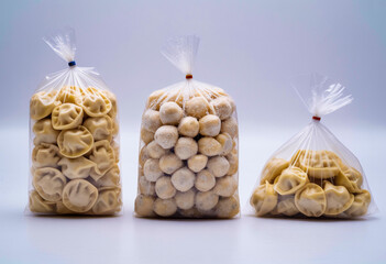 Frozen Dumplings in Plastic Bags