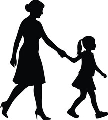 Silhouette of a mother and daughter dancing