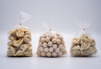 Frozen Dumplings in Plastic Bags