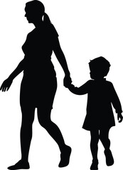 silhouette of mother and daughter