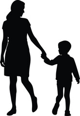 silhouette of mother and son