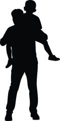 Father lifting child joyfully silhouette