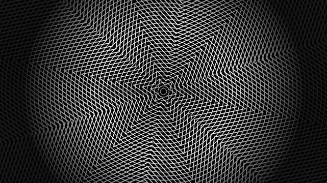 Hypnotic Circular tunnel star circles black and white rotating, circular vignetting 3d animation, optical illusion loop footage vintage background for vj, dj, template, meditation, intro video