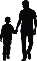 Father and son running together playing