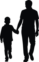 Father and son running together playing