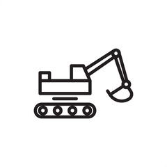 Excavator icon symbolizing heavy construction and earthmoving equipment, representing modern mining and civil engineering, specialized industrial operations, and resource extraction.