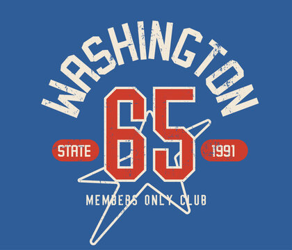 Washington state 65 number with college font typography t-shirt sweatshirt fashion print design. women's, men's, kids sports ware fashion perfects this artwork.