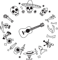 Cinco de mayo celebration cartoon cactus character with festive mexican