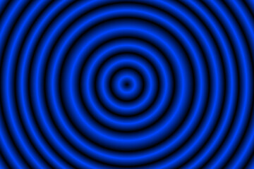 Blue and Black Concentric Circles Abstract Background. Glowing Radial Gradient Pattern with Neon Light Rings and Optical Illusion for Futuristic Digital Design