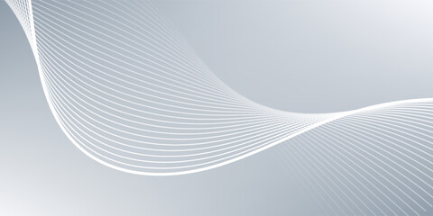 Naklejka premium Gray and white abstract background with flowing particles. line shape background. abstract wavy lines background.