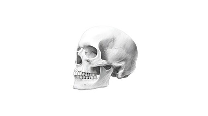 Obraz premium graphite drawing illustrating the intricate anatomical structure of a human skull viewed from the side
