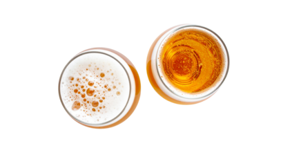 Collection of Two Beer Glass Foam Variations isolated on transparent background