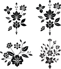 A stained glass window with a flower and leaves 