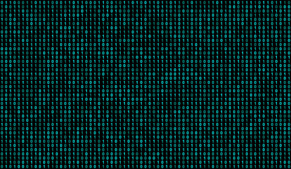Blue Hacker Rain Vector Background with Flowing Binary 0s and 1s on Black Tech Canvas
