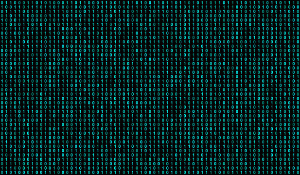Blue Hacker Rain Vector Background with Flowing Binary 0s and 1s on Black Tech Canvas