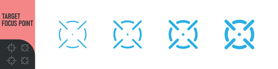Minimal target or focus point icons in modern style. for design elements related to focus, aim, location, or accuracy, crosshair indicators, precision icon. Color set icon