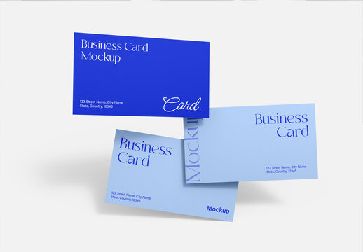 Set of Floating Corporate Business Card Mockup PSD