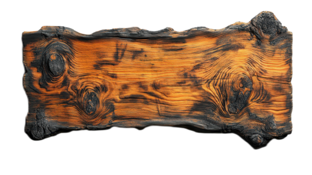 Beautifully Textured Rustic Wood Plank with Charred Edges and Grain