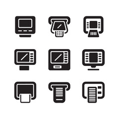Digital banking ATM display solid icons