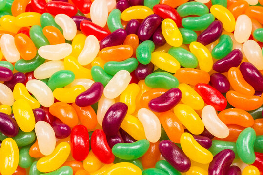 Colorful jelly beans isolated on white.
