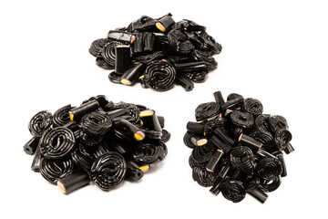 Jelly anise candy. Black jelly candies. Delicious gelatin candies.