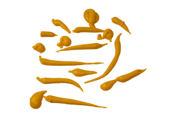 Yellow sauce splashes as a background.