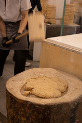 View of making tapioca pearl. It is for Taiwanese traditional drink bubble tea