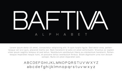 Baftiva Thin urban font with futuristic minimal design for logos, music, sports, and digital typography.