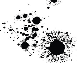 Black watercolor spot spread on white background. Watercolor black splash isolated on white background. © Artful