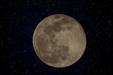 Full super moon on a starry night