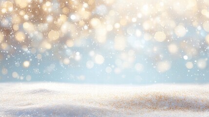 Fototapeta premium magical snowy background with glowing night sky and falling snowflakes.