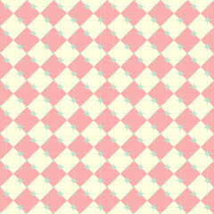 Soft pink and beige argyle seamless pattern with diamond and star shapes. Elegant and minimal design. Perfect for fabric, wrapping paper, and modern background.