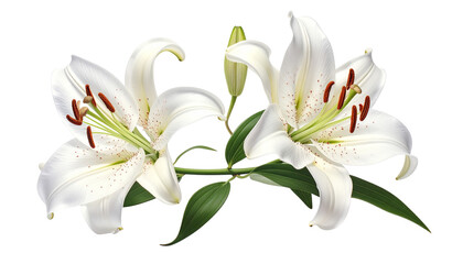 Fototapeta premium Collection of Two Elegant Lily Arrangements isolated on transparent background