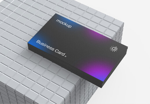 Modern Business Card Mockup on Abstract Cube Background
