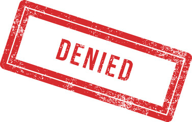 Red Denied Stamp With Grunge Effect On White Background Design