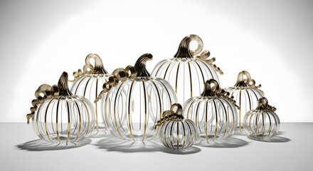 Collection of Elegant Glass Pumpkins with Gold Accents