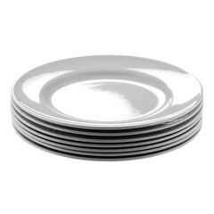 Clean stack of ceramic dinner plates, isolated on transparent background