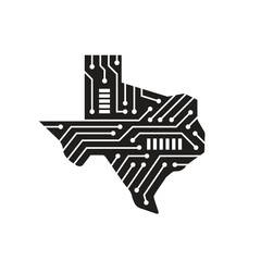 💻 Texas Technology Hub: Circuit Board Map Silhouette