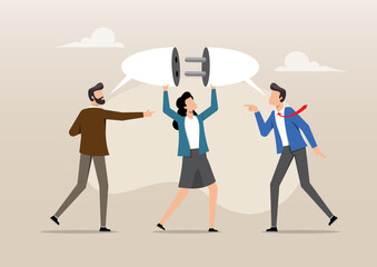 Three businesspeople engaging in a discussion