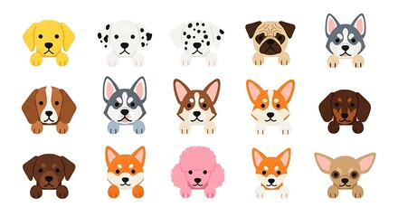 Adorable Dog Breed Portraits - A Collection of Cute Canine Faces.