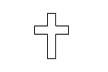 Fototapeta premium Christian cross outline symbol displaying faith and religion on a transparent background for spiritual concepts