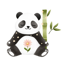 Sweet watercolor panda dressed for Christmas, in a soft pastel and cozy winter style &mdash; ideal for festive artwork and printables.
