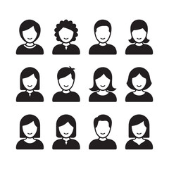 Human equality faces solid icons