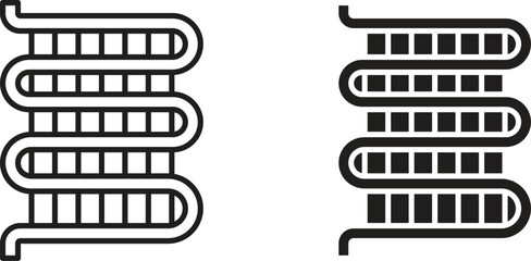 Condenser coil icons set. Simple line vector illustration