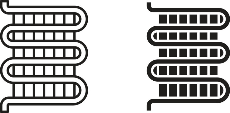 Condenser coil icons set. Simple line vector illustration