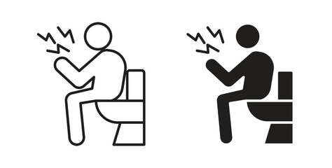 Diarrhea icons set. Simple line vector illustration