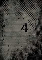 Abstract Grunge Number Four Texture with Halftone and Lines.